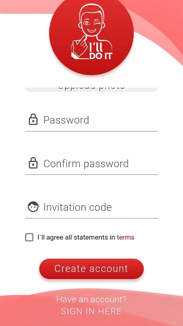 Pantalla de la app: registro con código de invitación
