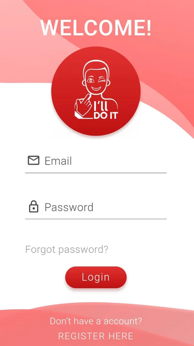 Pantalla de la app: bienvenida e inicio de sesión